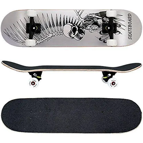 Produktbild: FunTomia Skateboard mit ABEC-9 Kugellager Rollenhärte 100A und 100% 7-lagigem kanadisches Ahornholz Skate Board mit Kicktail