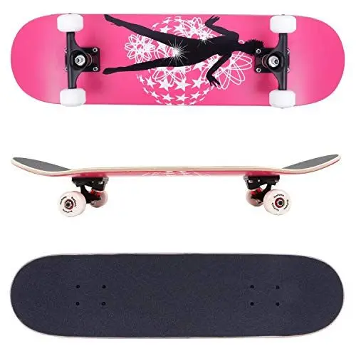 Produktbild: FunTomia Skateboard mit ABEC-9 Kugellager Rollenhärte 100A und 100% 7-lagigem kanadisches Ahornholz Skate Board mit Kicktail (Dancing)