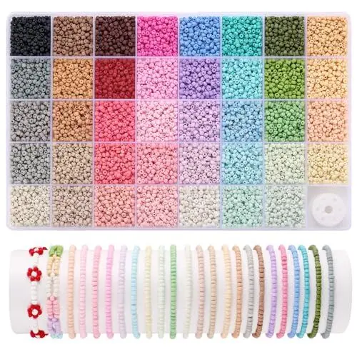 Produktbild: Funtopia 3mm Perlen für Armbänder, 39 Farben 9600 Stück Perlen Set Armbänder Selber Machen, Perlen Zum Auffädeln Perlenset Kinder Erwachsener für Bastelset