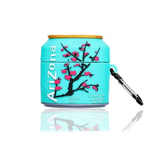 Produktbild: Funwaretech Airpods 3 Hülle mit Karabiner,Funny Cute Kawaii Silikon 3D Schutzhülle und Haut Case (Kabelloses Laden) Kompatibel mit Apple Airpods 3rd Generation-Green Tea