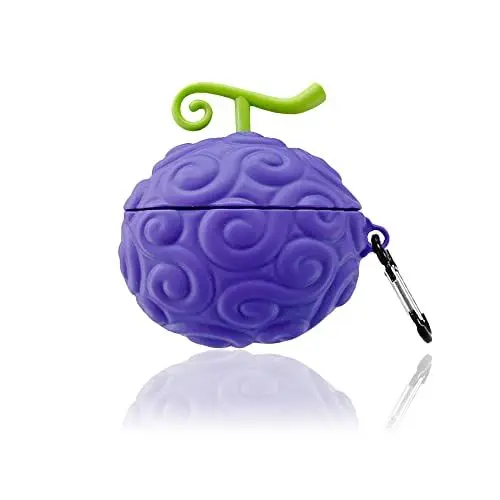 Produktbild: Funwaretech Airpods 1/2 Hülle mit Karabiner,Funny Cute Kawaii Silikon 3D Schutzhülle und Haut Case (Kabelloses Laden) Kompatibel mit Apple Airpods 1st&2nd-Devil Fruit