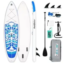 Produktbild: FunWater Aufblasbares Stand Up Paddle Board für Kinder Surfboard SUP Komplettes Paddleboard Zubehör Verstellbares Paddel, Pumpe, ISUP Reiserucksack, Leine, Wasserdichte Tasche, Paddleboard für Erwachs