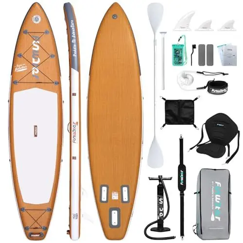 Produktbild: FunWater Stand Up Paddling Board Inflatable Board 350 cm Standup Paddle Board Aufblasbar mit Sitz, Dual Use Paddel und Pumpe (Graues Totem)