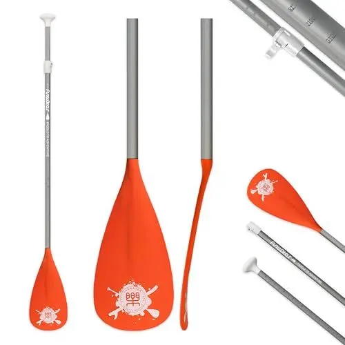 Produktbild: FunWater SUP Paddel Verstellbares Stand Up Paddle 3-teiliges oder 4-teiliges Schwimmendes Tragbares Paddelbrett aus Legierung Langlebig und Verstaubar (Orange, Einzelblattpadde)