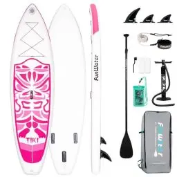 Produktbild: FunWater Stand Up Paddling Board Aufblasbares SUP Board mit Paddel, Flossen, Rucksack, Pumpe, Reparaturset, Leash, Handytasche