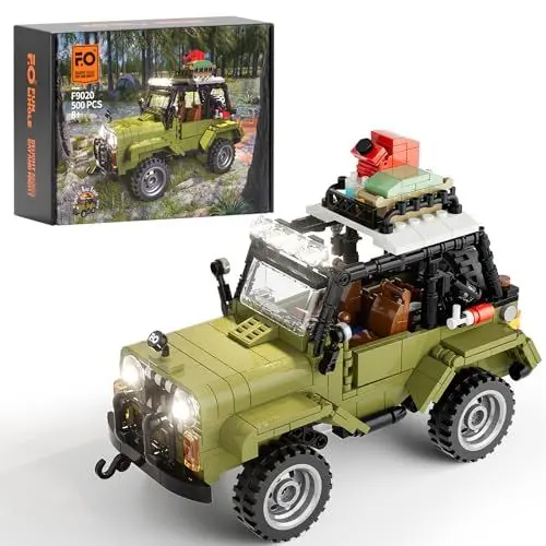 Produktbild: FUNWHOLE Dschungel Geländewagen SUV Beleuchteter Baustein Bausatz - Technic Auto Modell LED Licht Konstruktionsbausatz 500 Teile für Erwachsene und Teenager