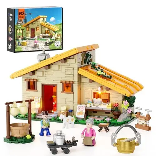 Produktbild: FUNWHOLE Käsehaus Beleuchtungs-Baustein-Set - Hauskäse Kollektion LED Licht BAU Tiere Bausatz 867 Teile für Erwachsene und Jugendliche