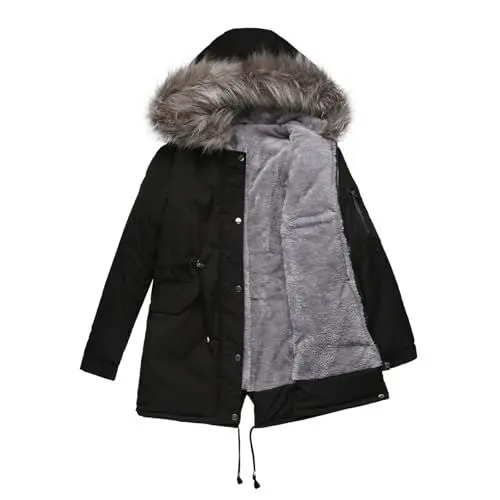 Produktbild: FUPODD Damen Parka Funktionsmantel Winter Langer Wintermantel Puffer Mantel Lang Skijacke Trenchcoat Dicke Winterjacke Jacke