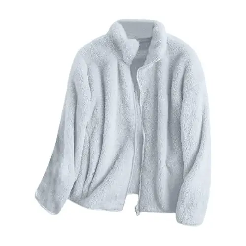 Produktbild: FUPODD Fleecejacke Damen Plüschjacke Damen Winterjacken Damen Kuscheljacke Damen Flauschig Damen Winterjacke Warm Teddy Fleecejacke Damen Sweatjacke Ohne Kapuze Damen Fleecejacke Kuscheljacke Damen