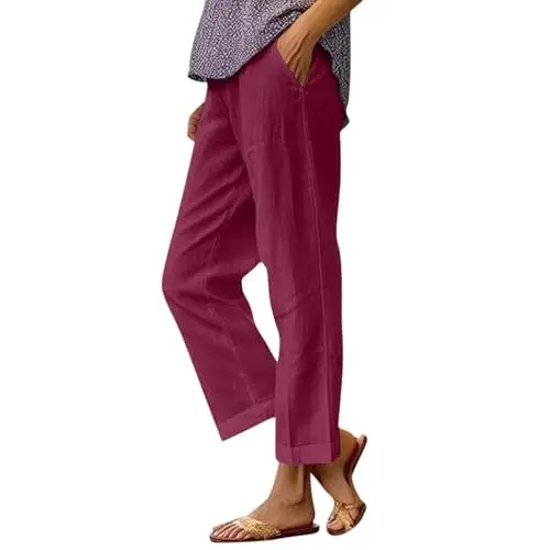 Produktbild: FUPODD Outdoorhose Damen Sommer Viskose-Hose Für Damen Tennishose Damen Golfhose Damen Hose Weiß Damen Hosen Damen Baggy Elegante Hose Damen Hose Weites Bein Damen Schlafanzughose Damen Lang