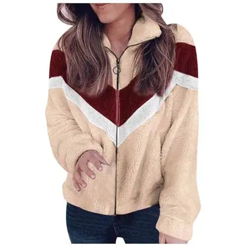 Produktbild: FUPODD Teddymantel Damen Teddyjacke Damen Winter Fleecemantel Damen Jacke Mit Teddyfutter Damen Fleecejacke Damen Warm Plüschjacke Damen Teddy Sweatjacke Mit Teddyfutter Damen Kariert Einfarbig