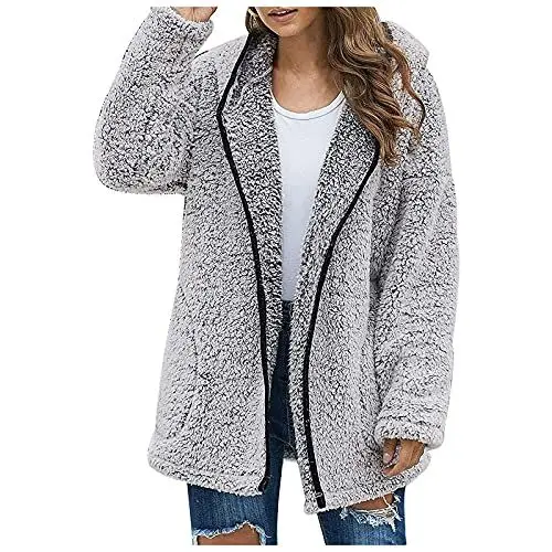Produktbild: FUPODD Teddymantel Wärmejacke Teddyfleece Jacke Damen Wintermantel Damen Warm Damen Winterjacke Plüschjacke Damen Winterparka Damen Warm Thermojacke Damen Teddy Fleecejacke Damen Fleecemantel Damen
