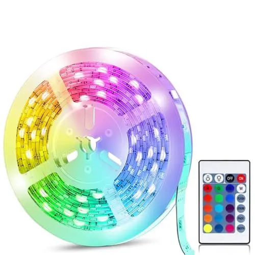 Produktbild: FUPT LED Streifen 5m USB, RGB LED Streifen,Timer-Einstellung,Lichterkette mit Fernbedienung Upgrade auf 5m, Musiksync Farbwechsel Band Lichter für die Beleuchtung…, dd-5m