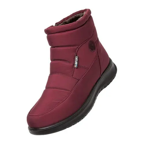 Produktbild: Fur Lined Waterproof Boots Women Thermal Snow Boots Mini Boot Genuine Suede Lining Anti-Slip Ankle Boots Water Resistant Warm Snow Boots Slip on Memory Foam Comfort Booties Fuzzy Classic