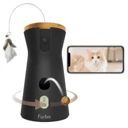 Produktbild: Furbo 360° Katzenkamera (Basic Kamera): Haustierkamera mit App, Rotierende 360° Sicht, Farbnachtsicht, Tracking, Leckerliwurf, Miauen-Alarm UVM., der Favorit von Haustierbesitzern auf der ganzen Welt