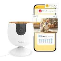 Produktbild: Furbo Mini Haustierkamera + Heimsicherheits-Paket (Premium MIT ABO): Smarte Kamera mit Farbnachtsicht 2-Wege-Audio Bell- oder Miauen-Alarm