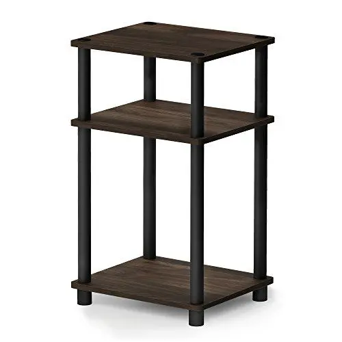 Produktbild: Furinno Beistelltisch mit 3 Ablageebenen, Holz, Columbia Walnut/Schwarz, 29.21 x 34.04 x 57.91 cm