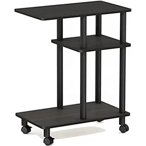 Produktbild: Furinno Beistelltisch mit Rollen für Sofas, Holz, Espresso/Schwarz, 29.49 x 50 x 56.79 cm