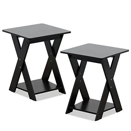 Produktbild: Furinno Modern Simplistic Beistelltisch mit gekreuzten Kanten, Espresso, 2er-Set