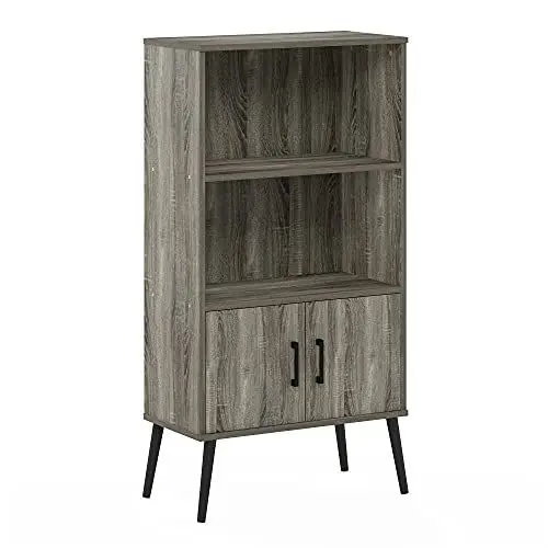 Produktbild: Furinno Claude Mid-Century Style Akzent-Bücherregal mit Holzbeinen, Französische Eiche
