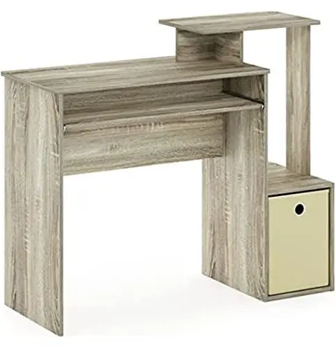 Produktbild: Furinno Econ Mehrzweck Home Office Computer Schreibtisch mit Ablage und Einschub, Sonoma Eiche/Elfenbein, 40 x 100.08 x 86.61 cm