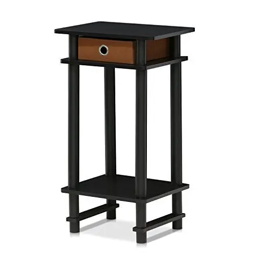 Produktbild: Furinno Hoher Beistelltisch mit Schublade, Holz, Espresso/Braun, 29.49 x 39.5 x 70.41 cm