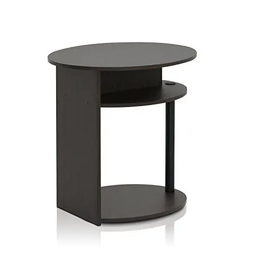 Produktbild: Furinno JAYA Ovaler Beistelltisch mit moderen Design, holz, Walnuss/Schwarz, 39.37 x 39.37 x 49.02 cm