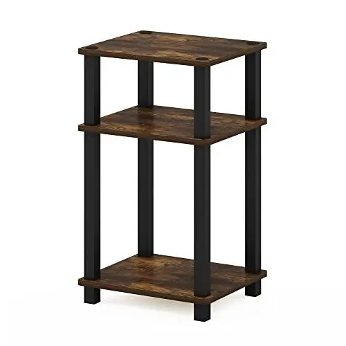 Produktbild: Furinno Just 3-stufiger Turn-N-Tube-Beistelltisch, 1er-Pack, Amber Pine/Schwarz