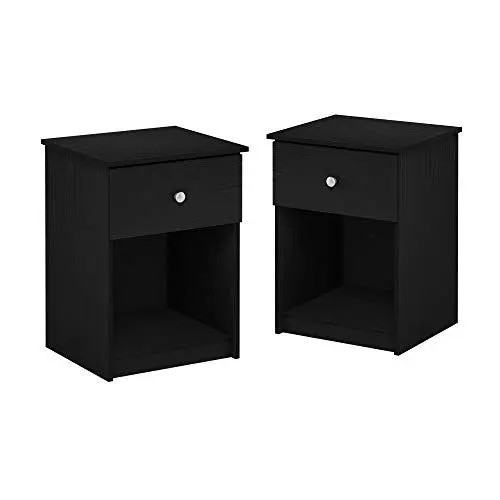 Produktbild: Furinno Tidur Nachttisch mit einer Schublade, Schwarze Eiche, 2er Set