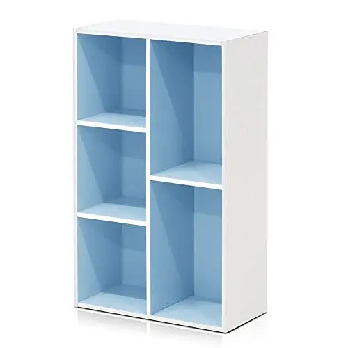 Produktbild: Furinno Luder 5-würfelig Reversibles offenes Regal, Weiß/Hellblau
