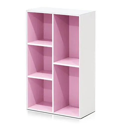 Produktbild: Furinno Luder 5-würfelig Reversibles offenes Regal, Weiß/Rosa