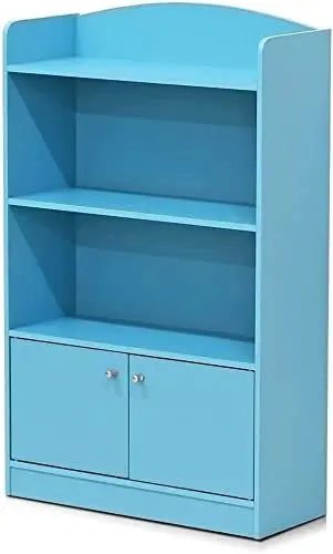 Produktbild: Furinno Magazin/Bücherregal mit Spielzeugschrank für Kinder, Hellblau, 24 x 24 x 97.99 cm