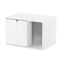 Produktbild: Furinno Peli Kleiner Beistelltisch mit Katzentoilette, einfarbig weiß