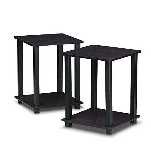 Produktbild: Furinno Simplistic Sofatisch, Couchtisch, Beistelltisch, mit 2 Ebenen, 2-er Set, Dunkle Walnuss