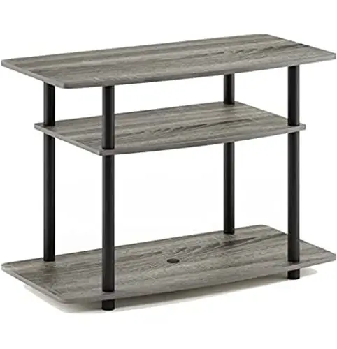 Produktbild: Furinno TV-Schrank mit 3 Ebenen, holz, Französische Eiche Grau/Schwarz, 40.13 x 80 x 59.18 cm