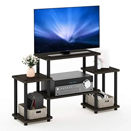 Produktbild: Furinno Turn-N-Tube TV-Schrank, Fernsehtisch, TV-Regal, Dunkelbraun/Schwarz, 105.4 (B) x 58 (H) x 29.5 (T) cm