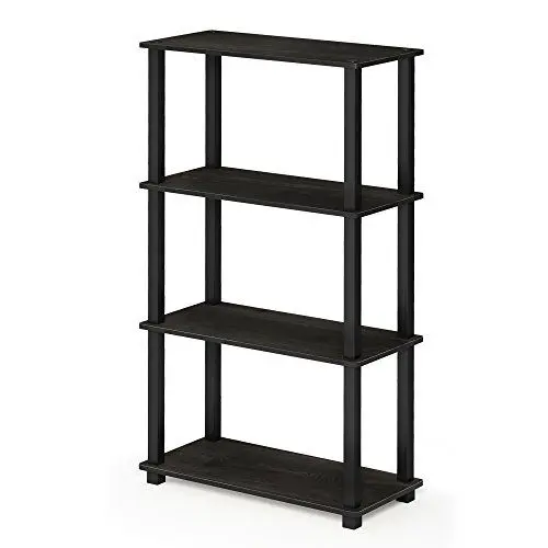 Produktbild: Furinno Turn-S-Tube 4-stufiges Mehrzweckregal mit Vierkantrohr, Espresso/Schwarz