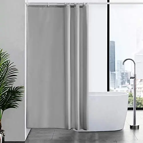 Produktbild: Furlinic Duschvorhang Textil Anti-schimmel Wasserdicht Waschbar Badvorhang aus Polyester Stoff Grau 120x200cm mit 8 Duschvorhangringen.