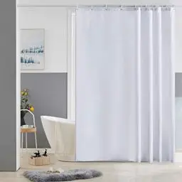 Produktbild: Furlinic Weiß Duschvorhang 180x180 Anti-schimmel in Badezimmer, Vorhang für Badewanne Dusche Wasserdicht, Textile Vorhänge aus Stoff Waschbar, mit 12 Duschvorhangringe.