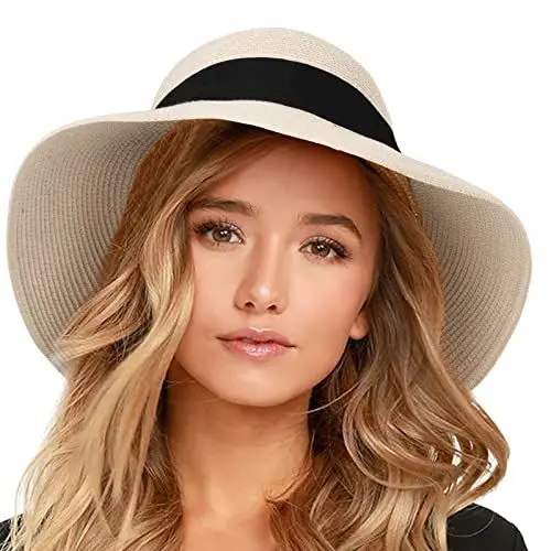 Produktbild: FURTALK Damen Sonnenhut UV-Schutz Strandhut Faltbar Sommerhut UPF 50+ Strohhut mit Breite Krempe