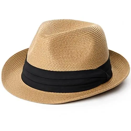 Produktbild: FURTALK Fedora Damen Panamahut Herren Strohhut im Trilby-Look Sommerhut Verschiedene Größen Strandhut