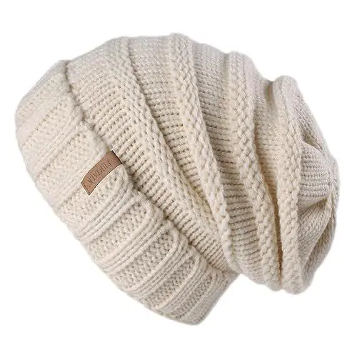 Produktbild: FURTALK Gestrickte Winter Slouchy Beanie Mütze Oversized Unisex Crochet Cable Ski Cap Baggy Slouch Hüte für Frauen Männer, Beige, Einheitsgröße