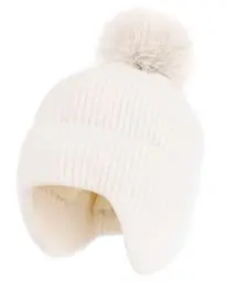 Produktbild: FURTALK Kleinkind Baby Wintermütze warm gefüttert Kinder Strickmütze mit Ohrenklappe Neugeborenes Pom Pom Beanie für Mädchen und Jungen