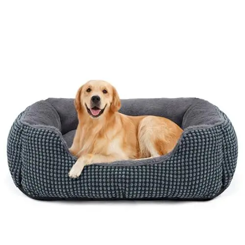 Produktbild: FURTIME Hundebett Grosse Hunde, Hundekorb Waschbar Flauschig, rutschfeste Hundekörbchen, Anti-Angst Hundebetten für Grosse und Mittelgroße Hunde und Katzen, 89x63x23cm
