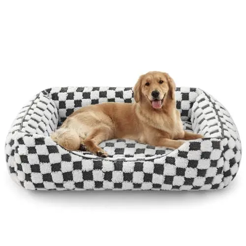 Produktbild: FURTIME Hundebett Grosse Hunde, rutschfest Hundebetten, Waschbares Hundekorb, Anti-Angst Plüsch-Hundekörbchen, Geeignet für große Labrador Retriever, Deutscher Schäferhund, 89×63×23 cm