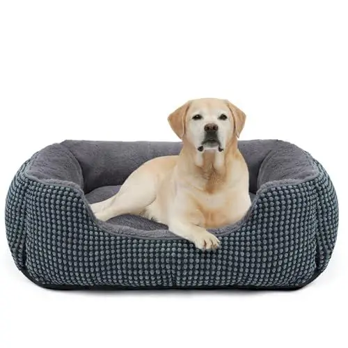 Produktbild: FURTIME Hundebett Mittelgroße Hunde, Hundekorb Waschbar Flauschig, rutschfeste Hundekörbchen, Anti-Angst Hundebetten für Mittelgroße Hunde und Katzen, 76x61x23cm