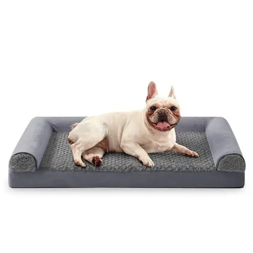 Produktbild: FURTIME Orthopädisches Hundebett Mittelgroße Hunde Ergonomisches Hundekissen - 71x58 cm Hundesofa Waschbares Hundekissen (Grau, M - L 71 x B 58 x H 17 cm)