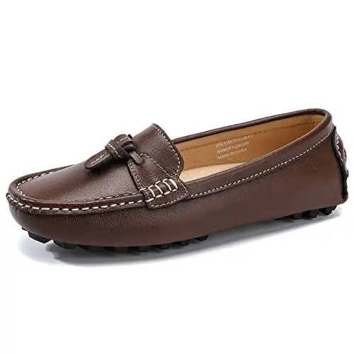 Produktbild: FUSHITON Damen Loafers Mokassin Flache Slip-On Mode Lässig Schuhe Frauen Leder Bootsschuhe Pantoffeln Geschäftlich Penny