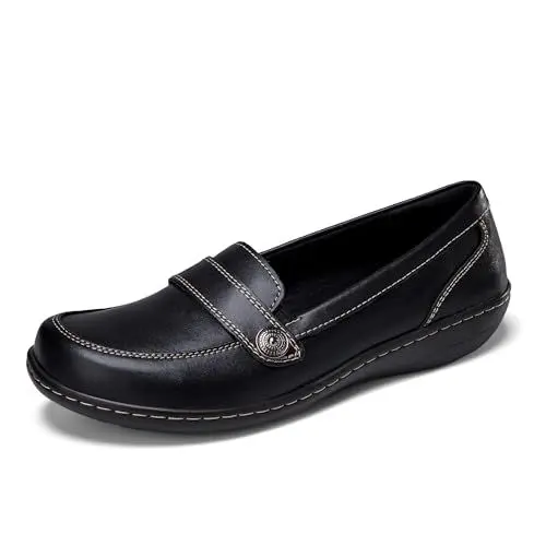 Produktbild: FUSHITON Damen Loafers Mokassin Slip-On Flache Mode Lässig Schuhe Frauen Leder Bootsschuhe Pantoffeln für Mädchen