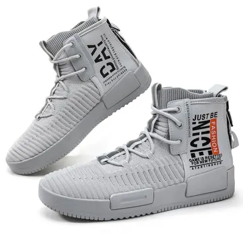 Produktbild: FUSHITON Herren Sportschuhe High Top Turnschuhe Mode Freizeitschuhe Draußen Laufschuhe Sneakers Leicht Bequem rutschfest Fitnessschuhe Outdoor Straßen Traillauf Schuhe